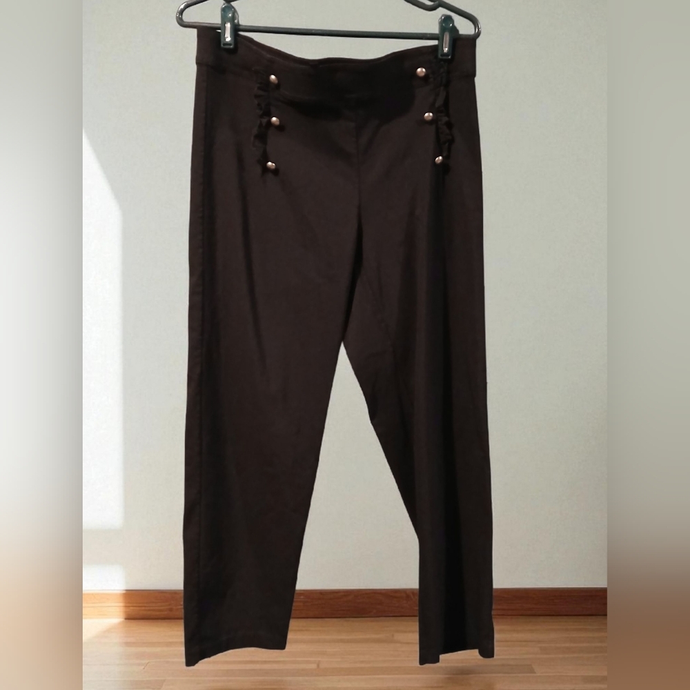 Love Scarlett Black Stretch Rufffle Detail Womans Dress Pants Trousers Size 12